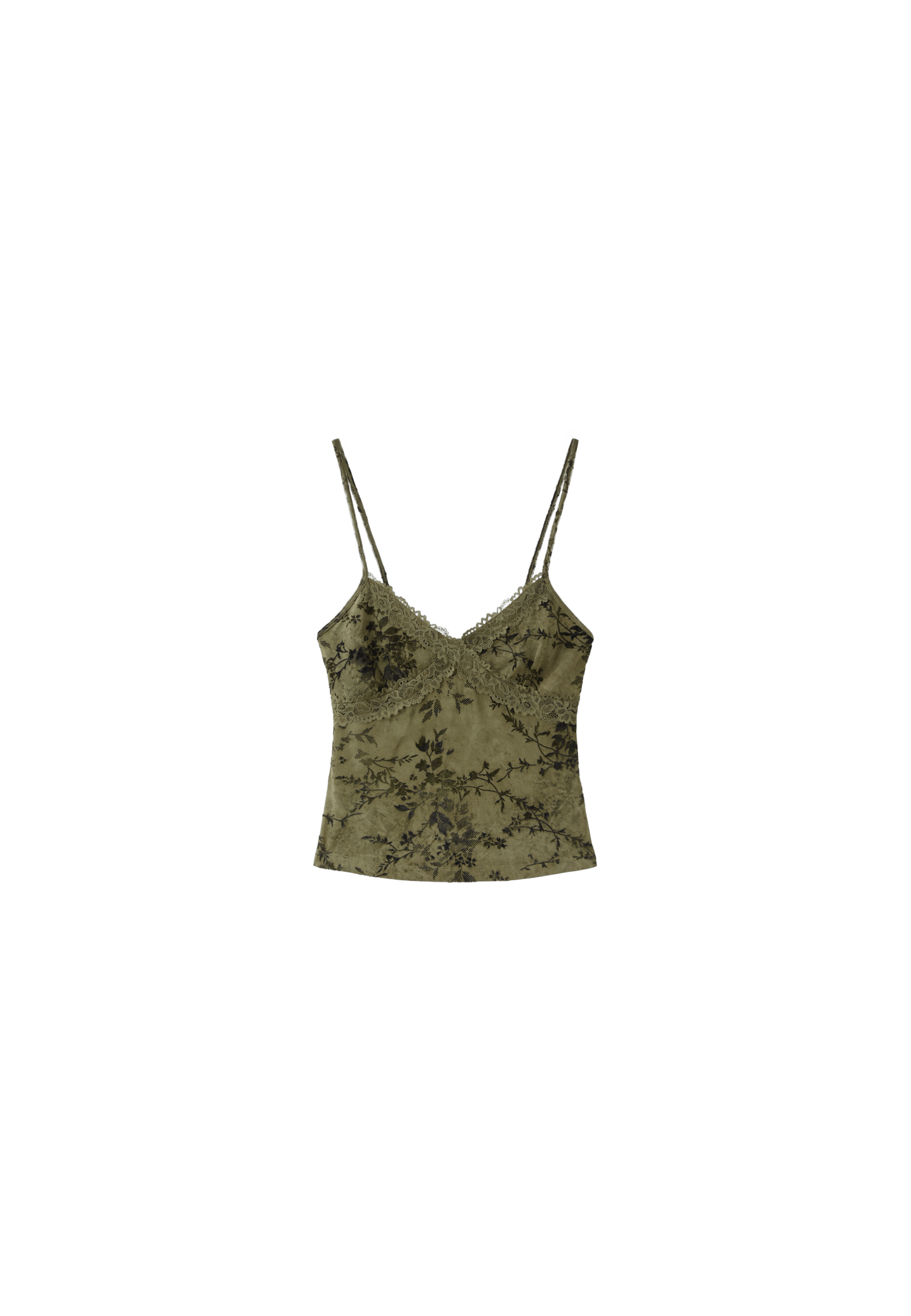 Felted lace fitted top — Khaki