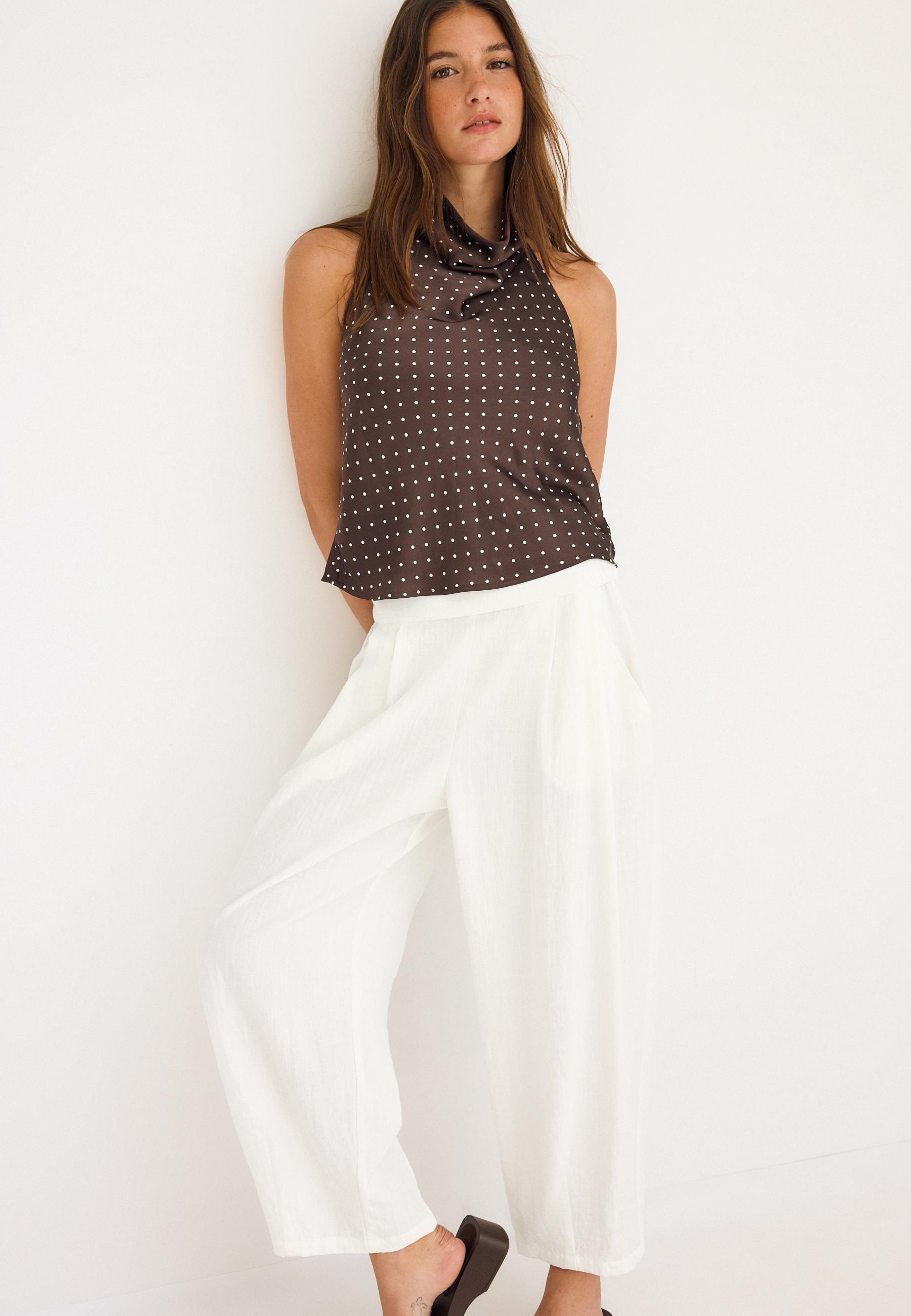 Flowing barrel trousers — Ecru