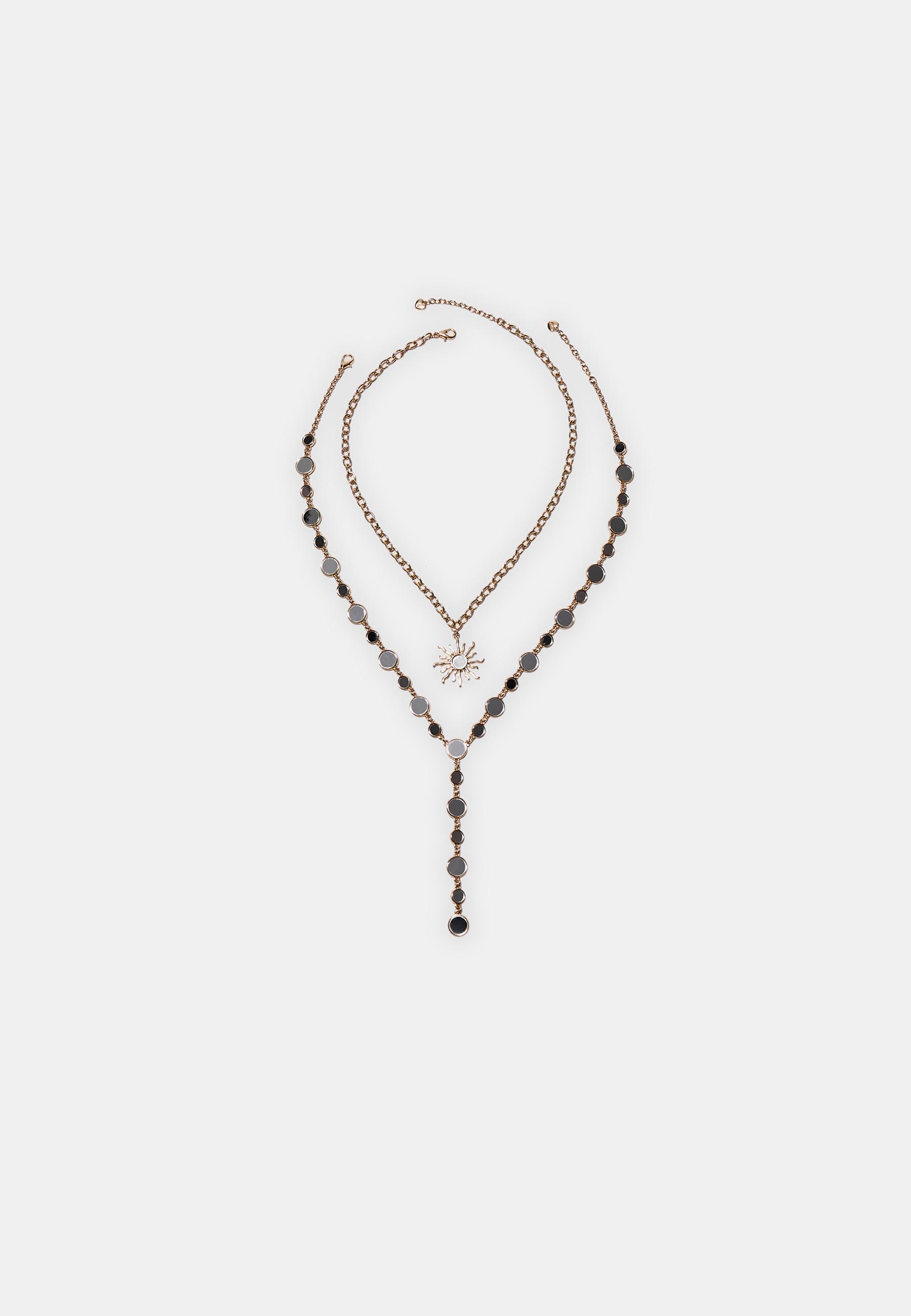 Set of 2 sun lariat necklaces — Gold
