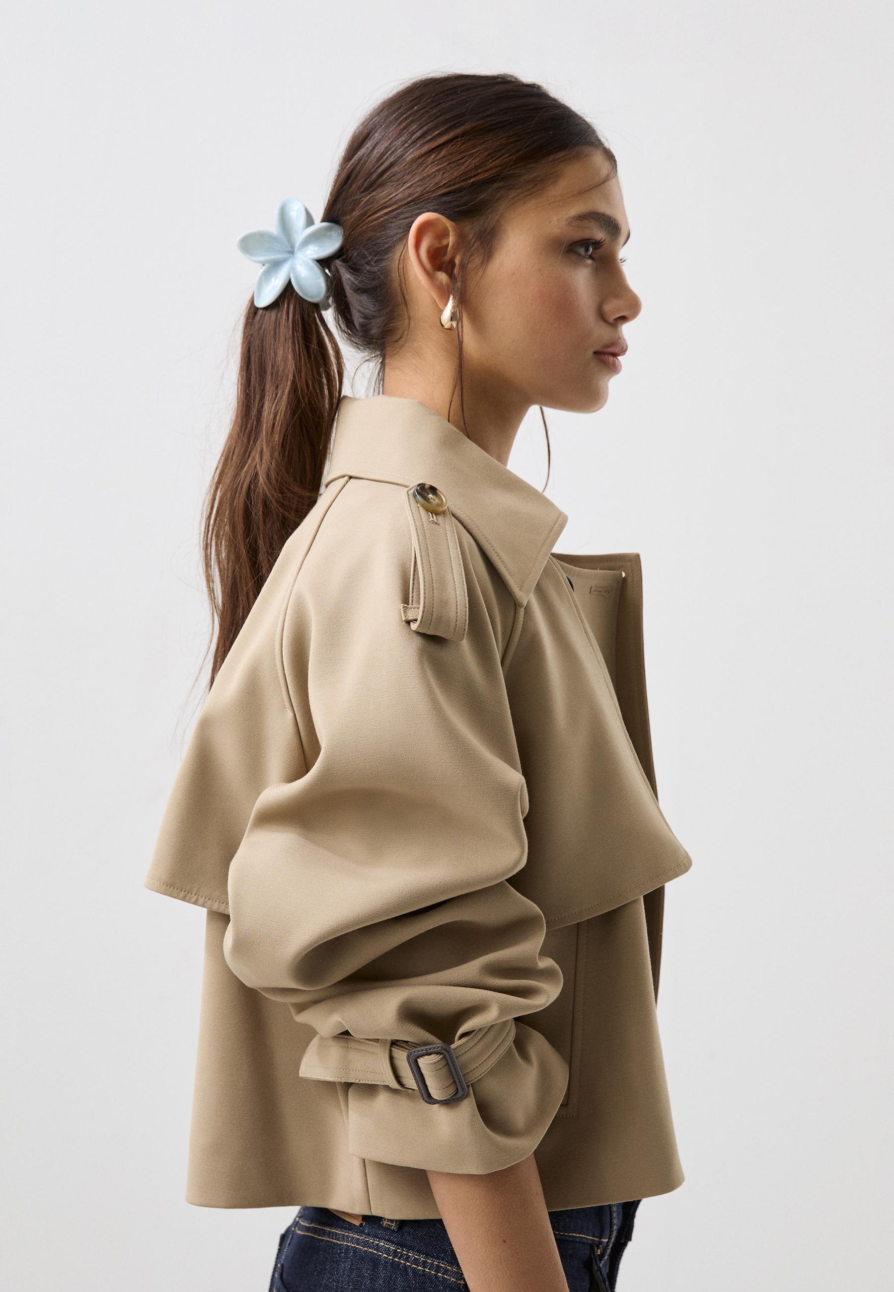 Short fluid trench coat — Khaki