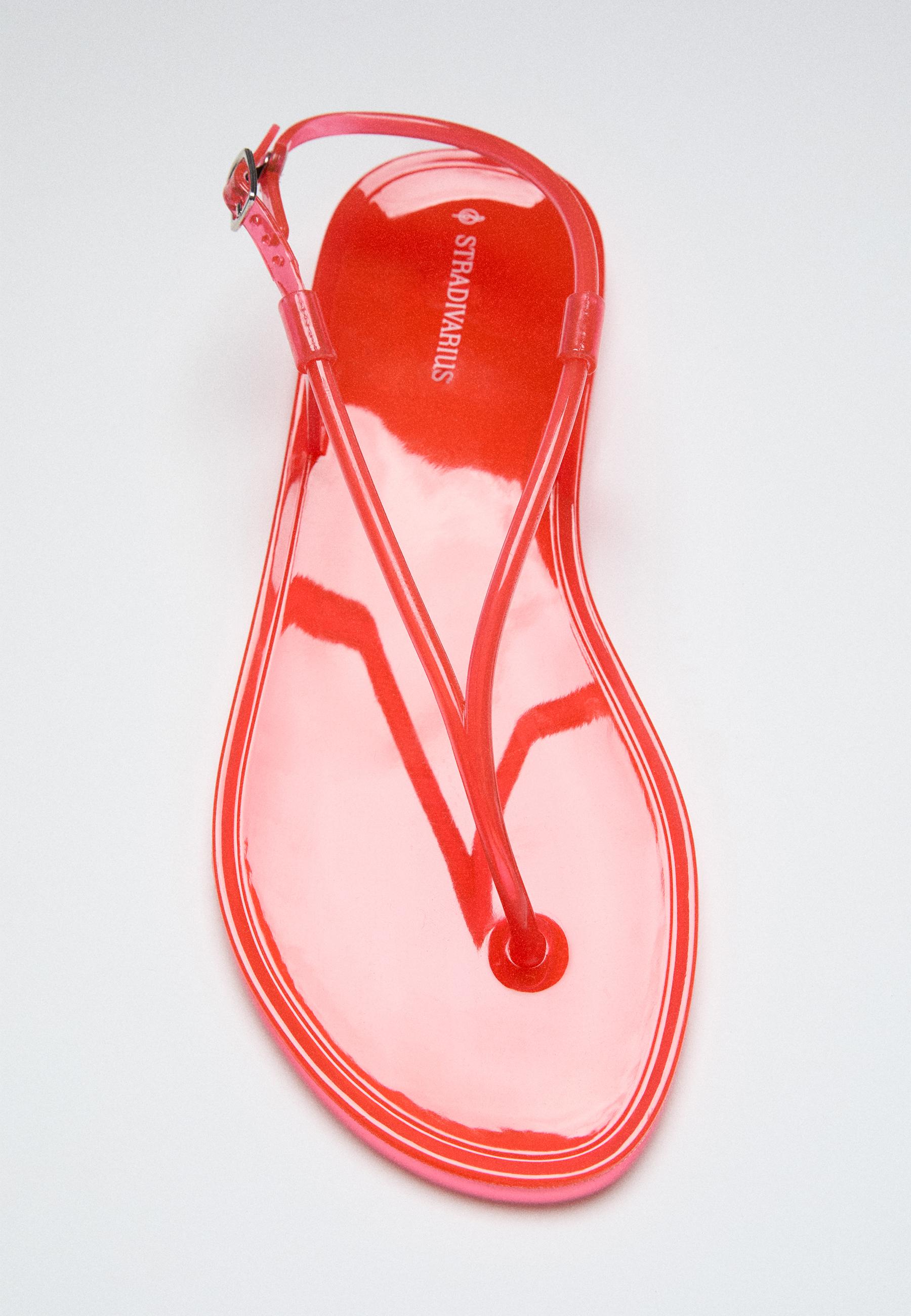 Flat rubber thong sandals — ORANGE