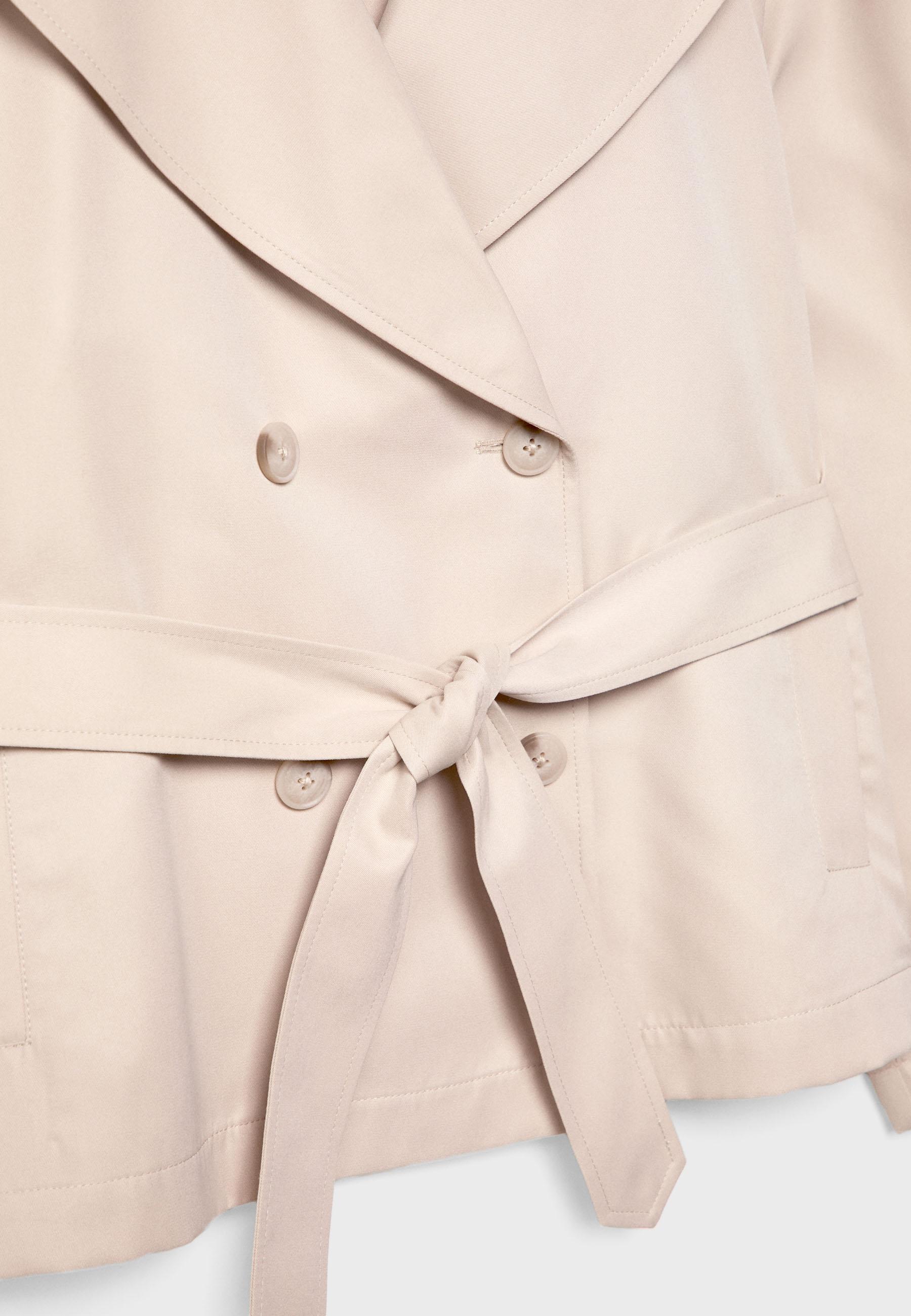Short flowing trench coat with belt — Stone