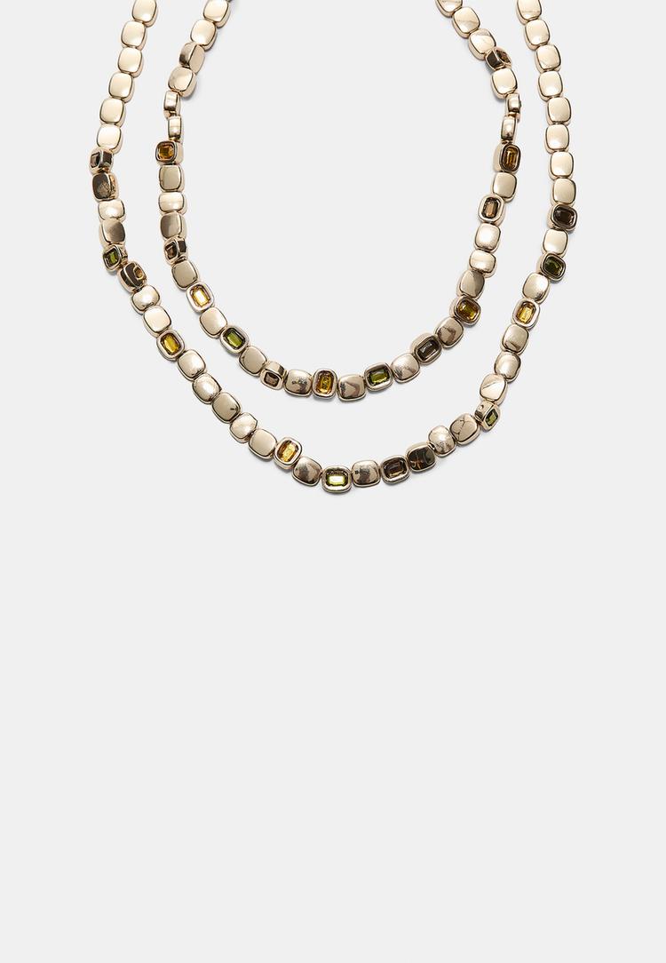 set 2 collares beads metalicos