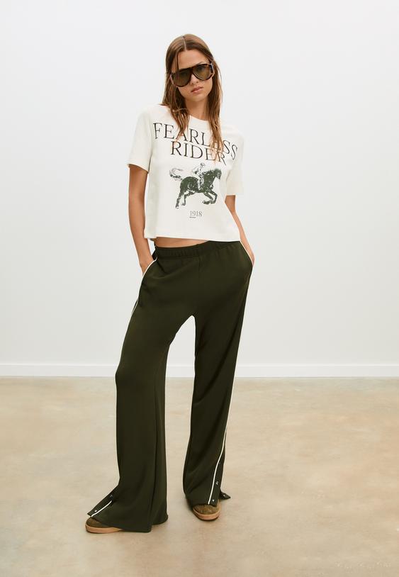 flocked print t shirt