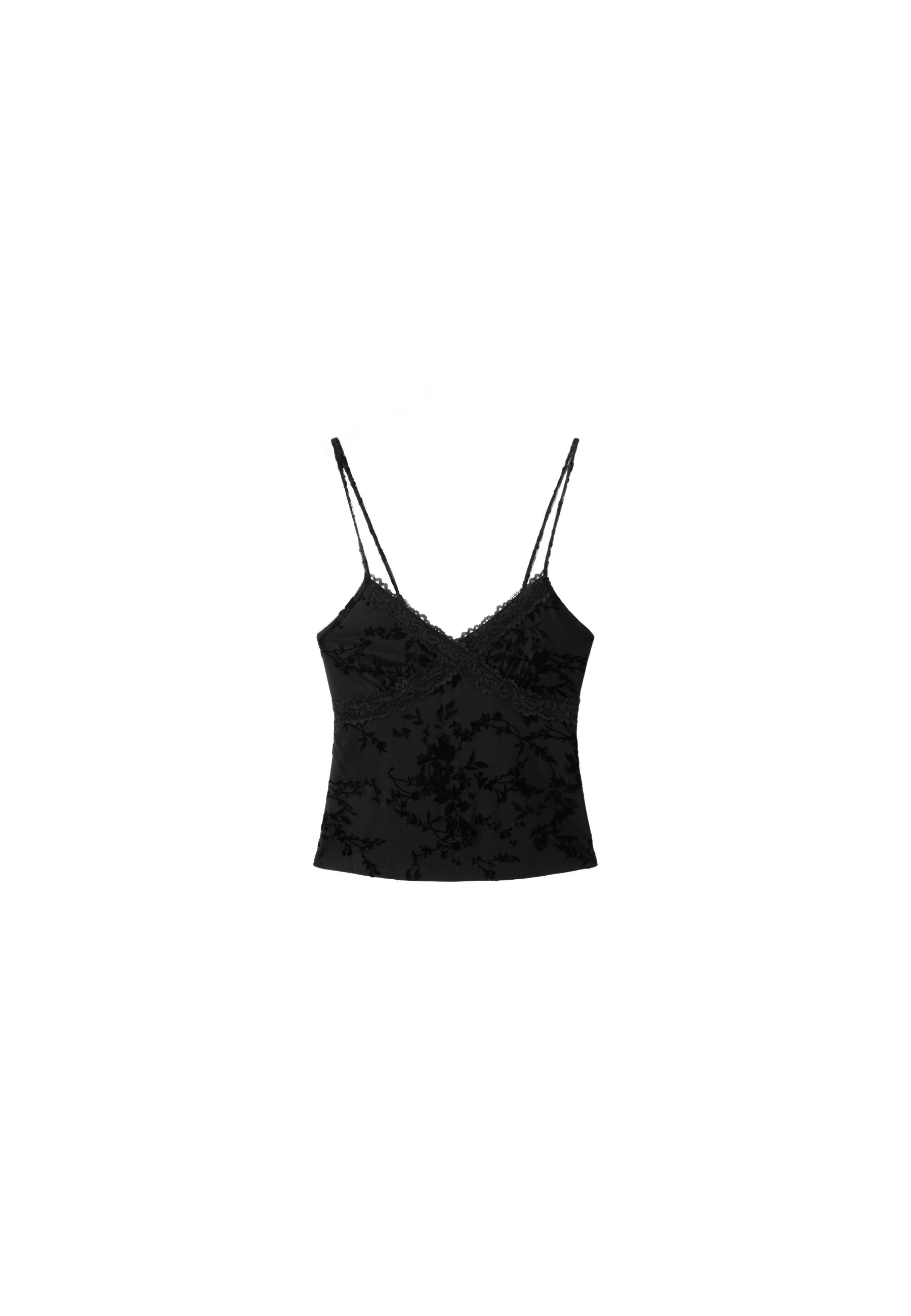 Felted lace fitted top — Black