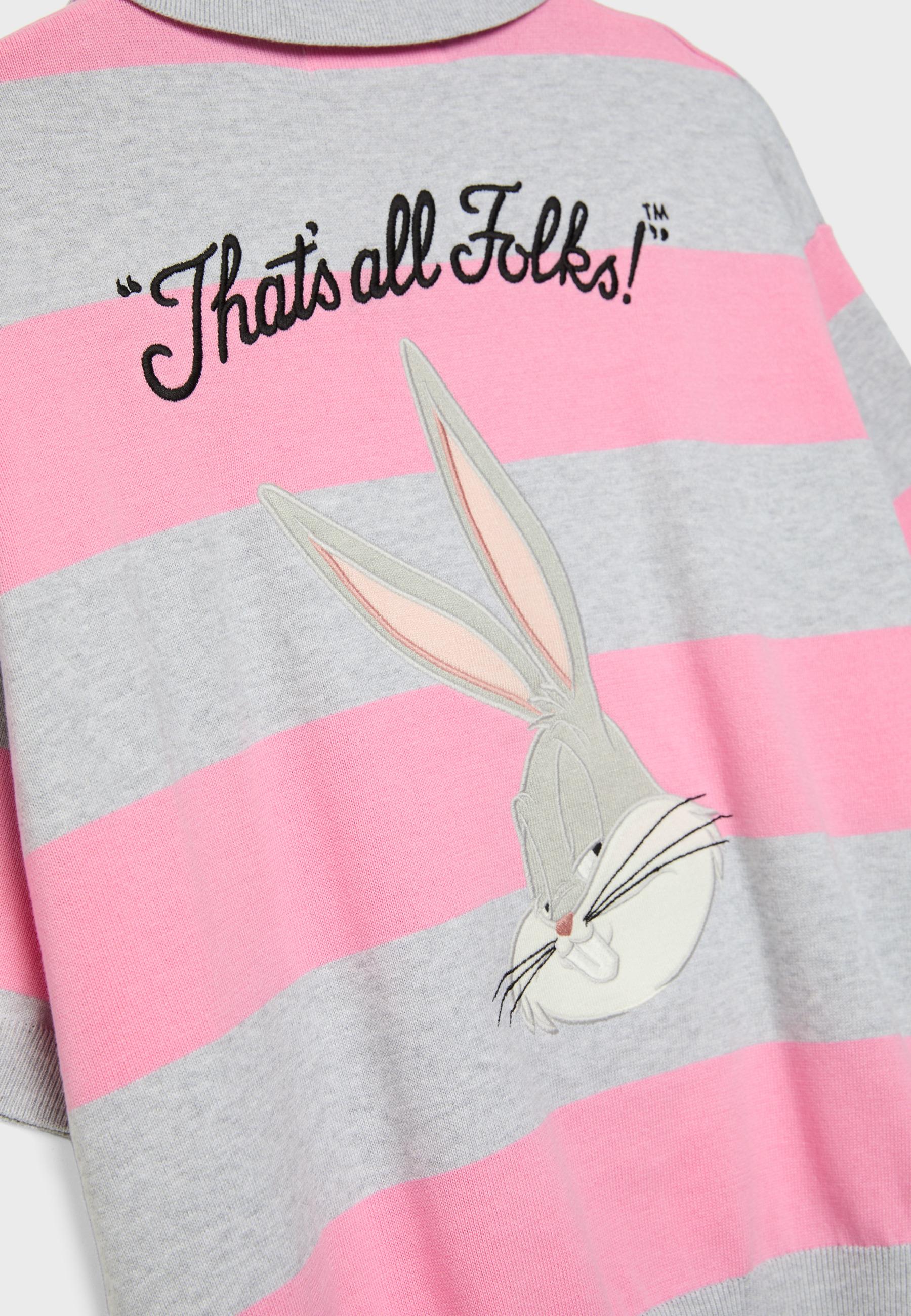 Bugs Bunny knit polo shirt — Pastel pink
