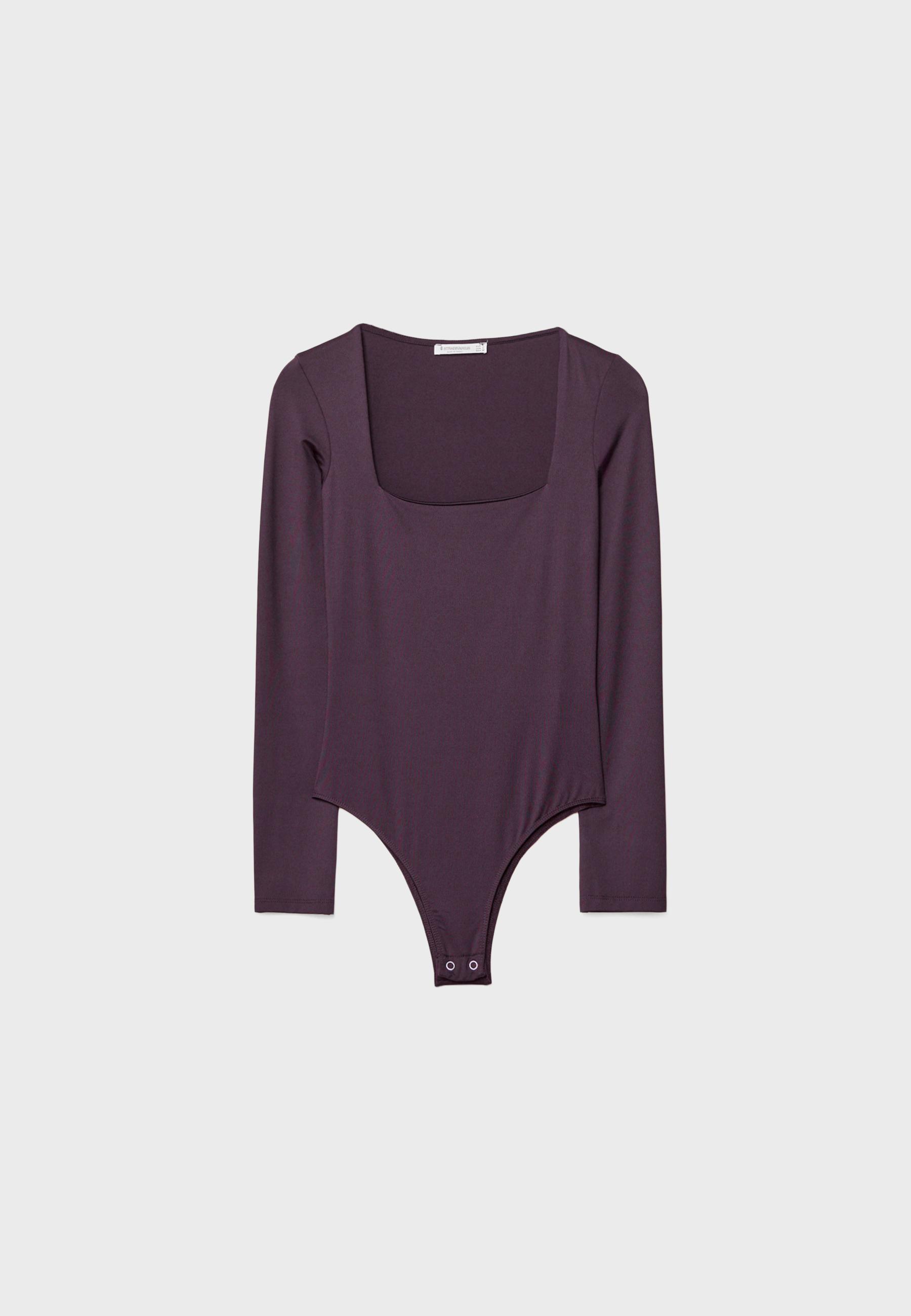 Long sleeve square neck bodysuit — Dark purple