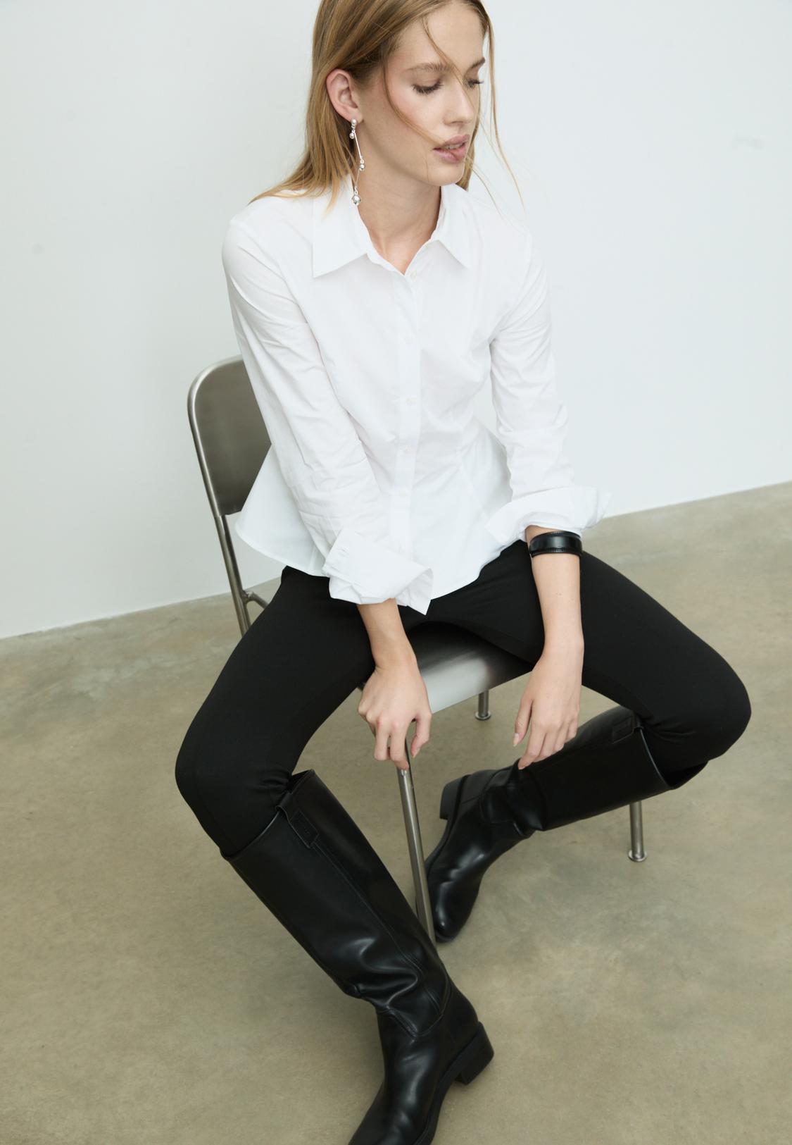 Fitted poplin peplum shirt