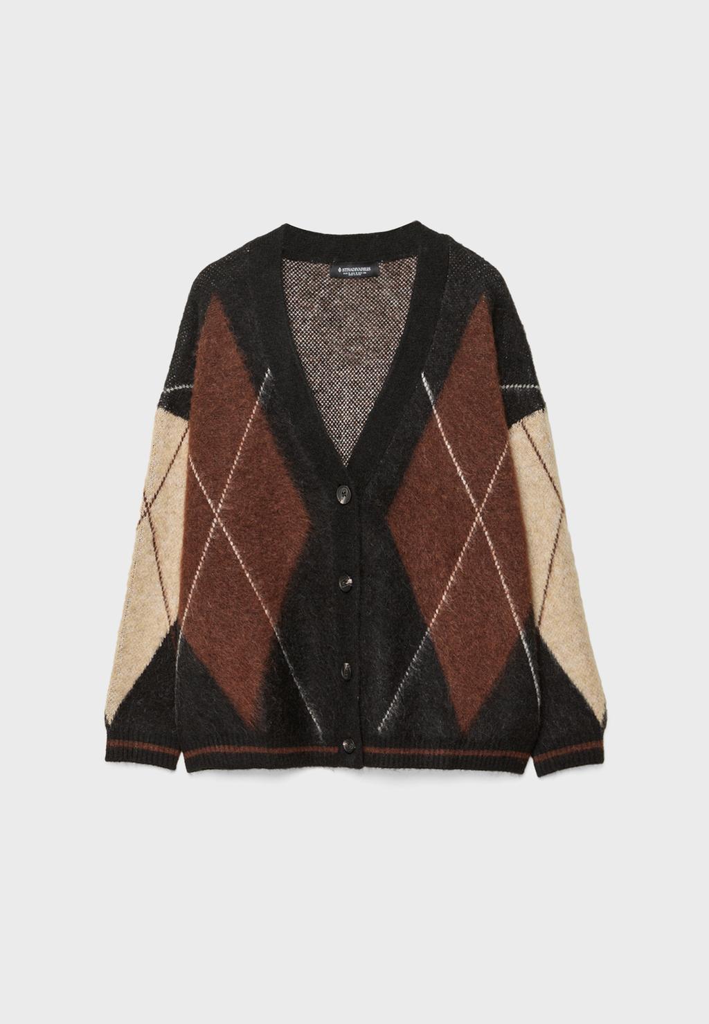 Kardigan z dzianiny w romby