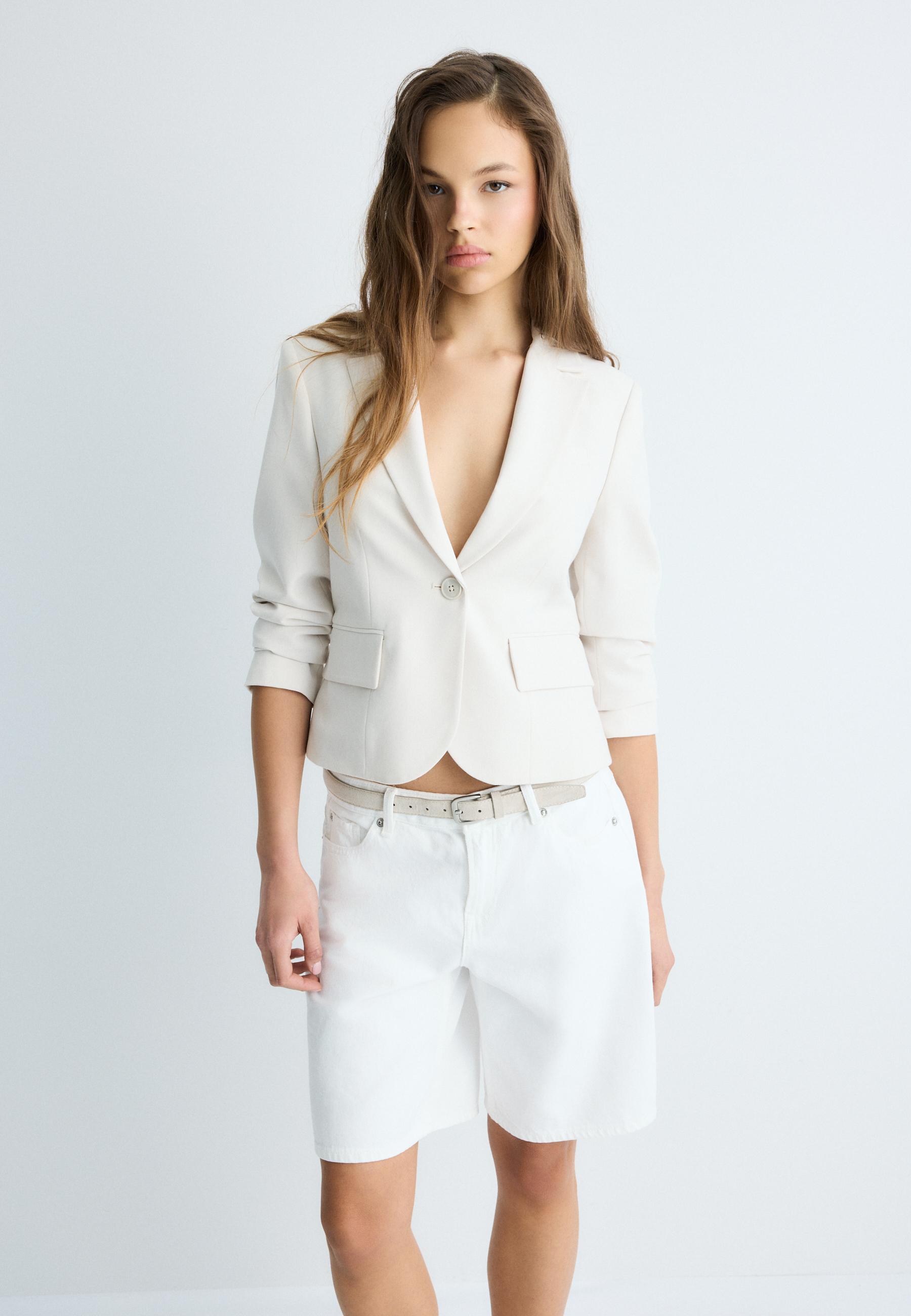 Cropped blazer — Ice