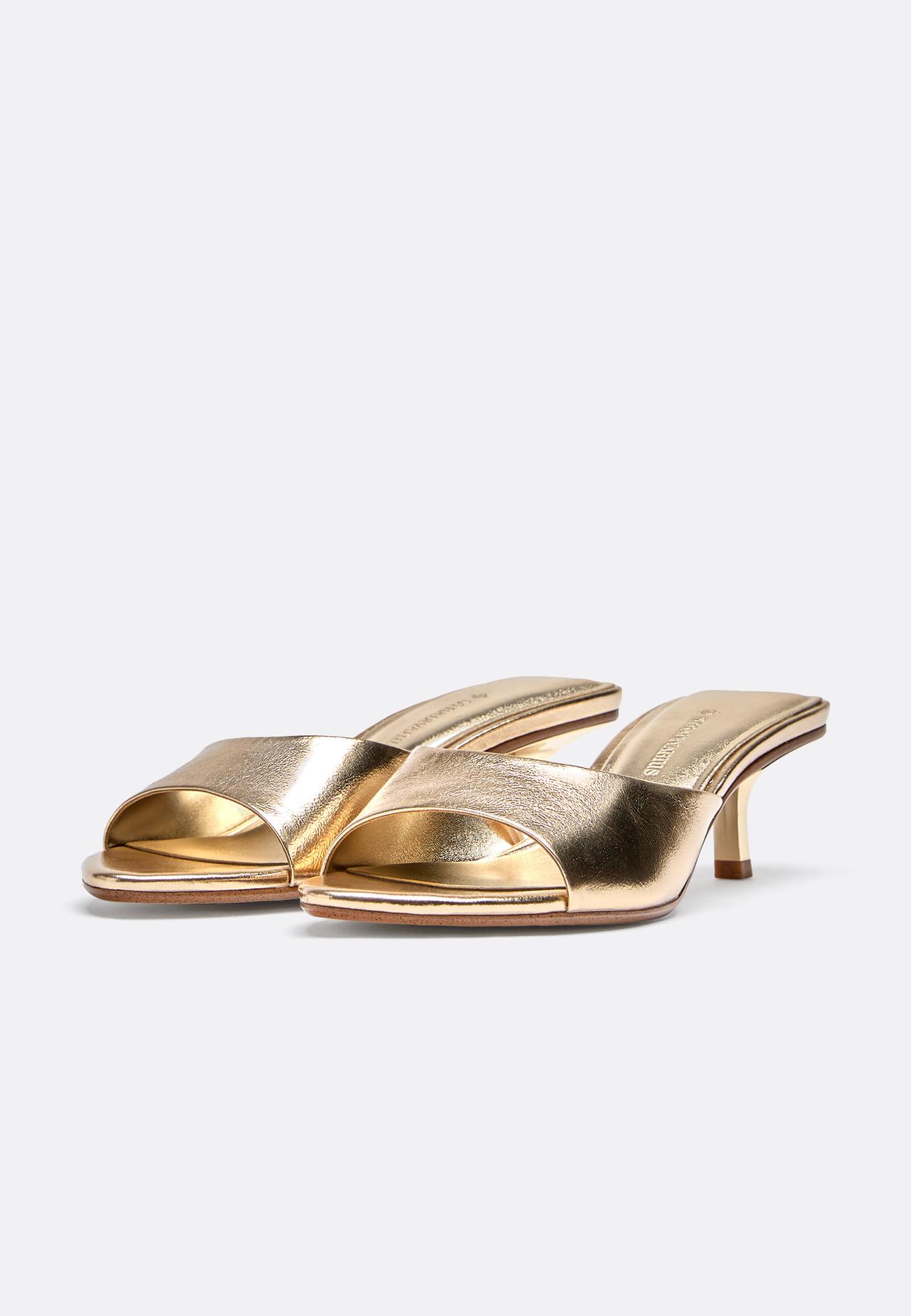 Metallic mule heel sandals — GOLD