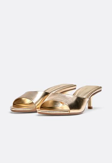 Metallic mule heel sandals — GOLD  2