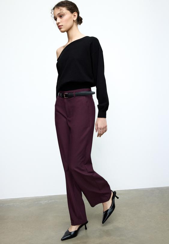 pantalon fluido recto vestir cinturon