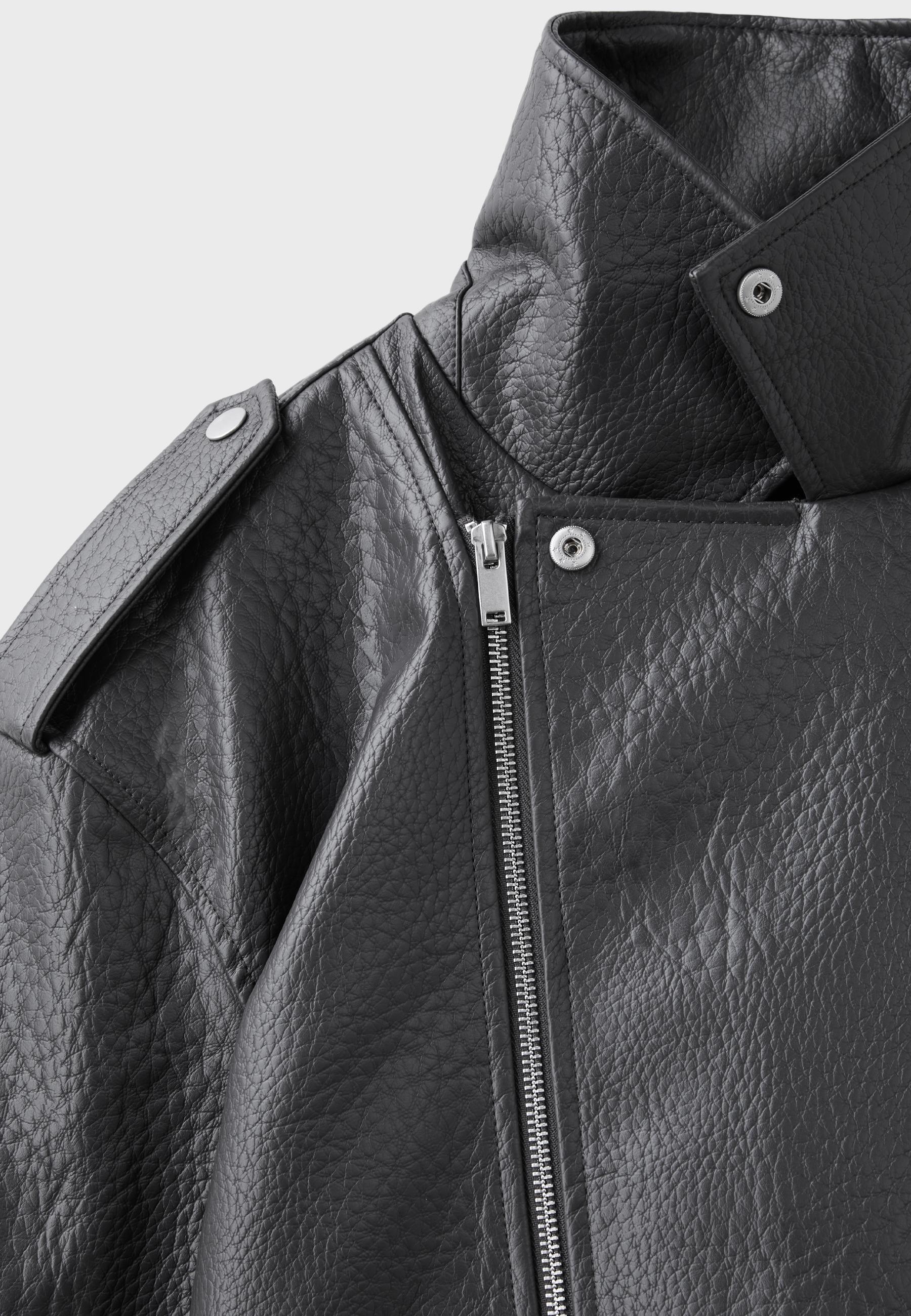 Leather effect biker jacket — Dark grey