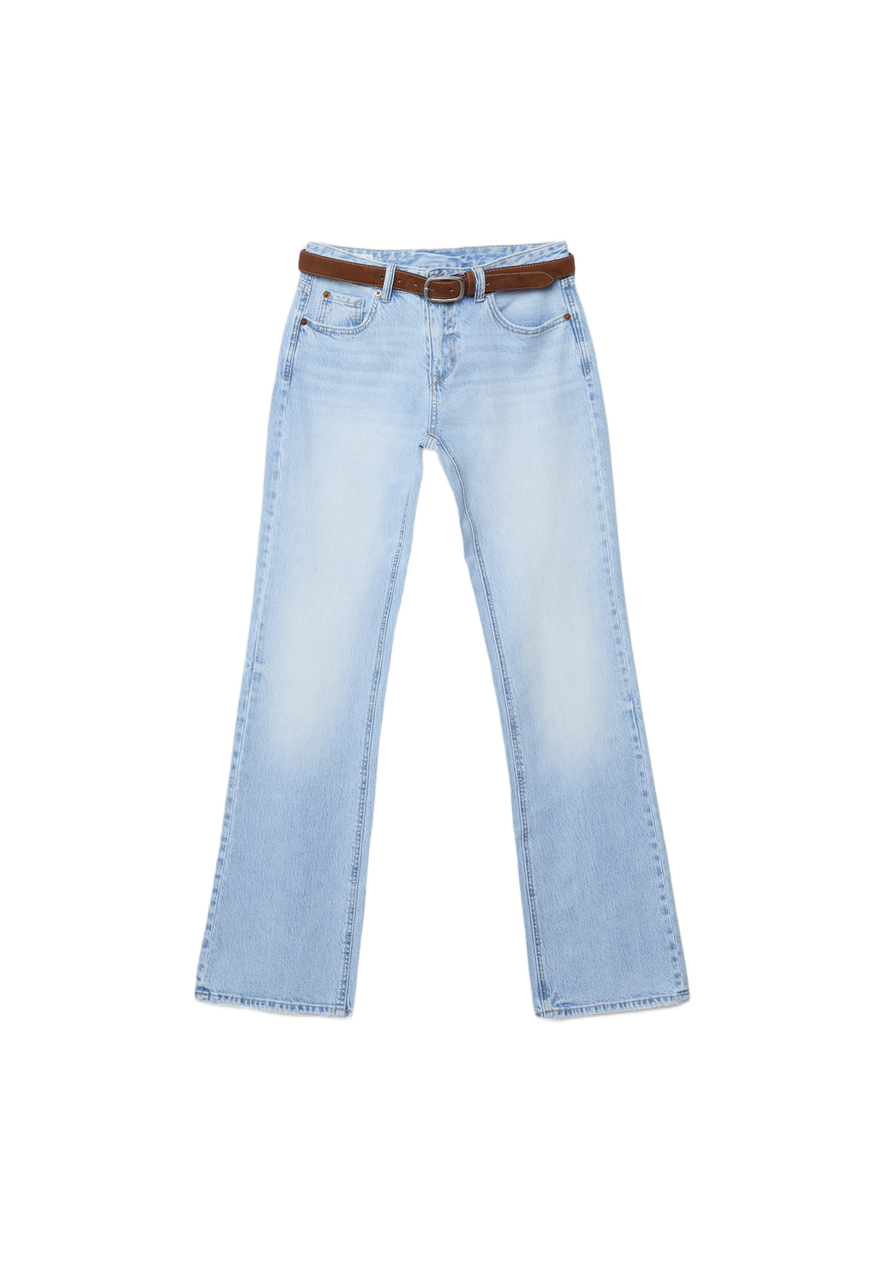 D68 Boot-cut jeans with belt — MEDIUM LIGHT BLUE DENIM