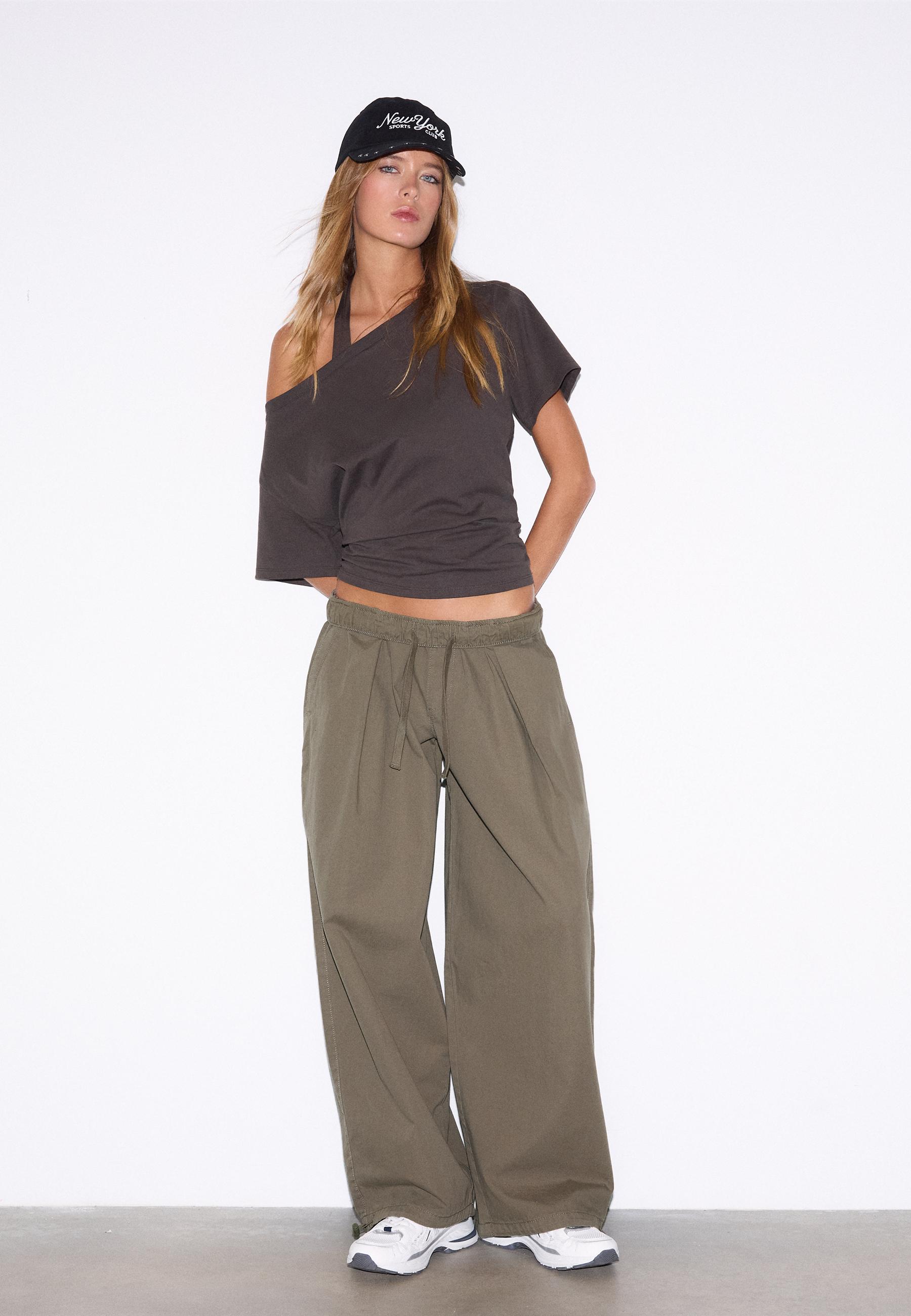 Stoperli poplin barrel pantolon - Görsel 8