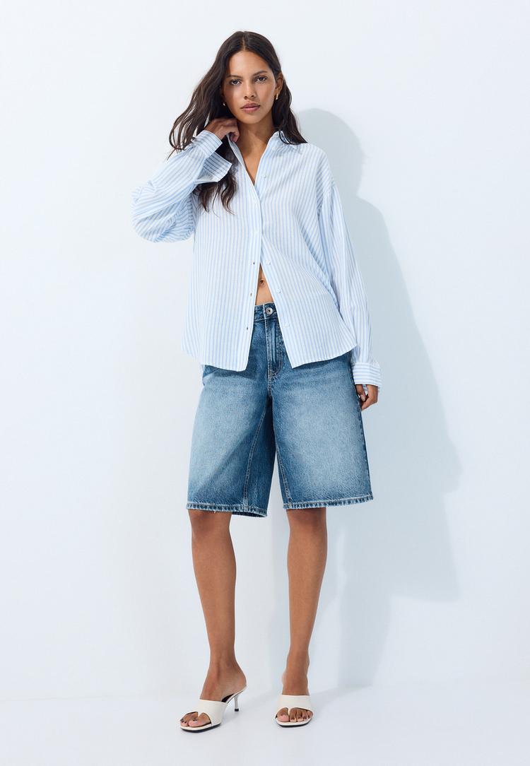 Stradivarius Košulja S Efektom Lana Sky Blue S