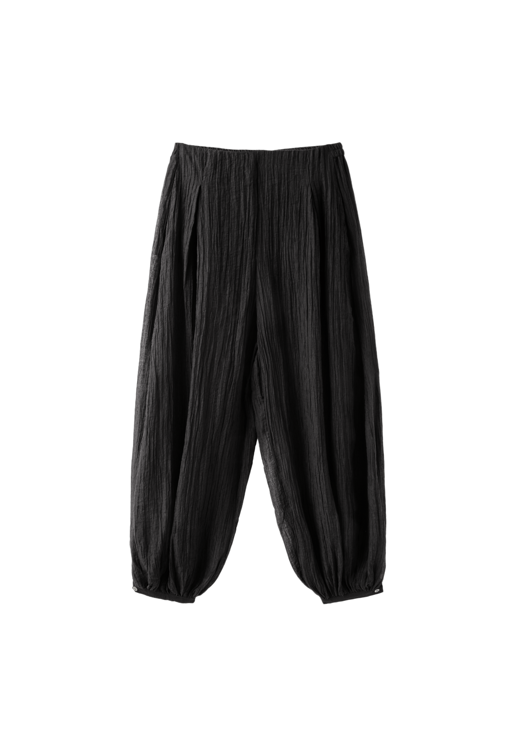 Textured sarouel trousers — Black