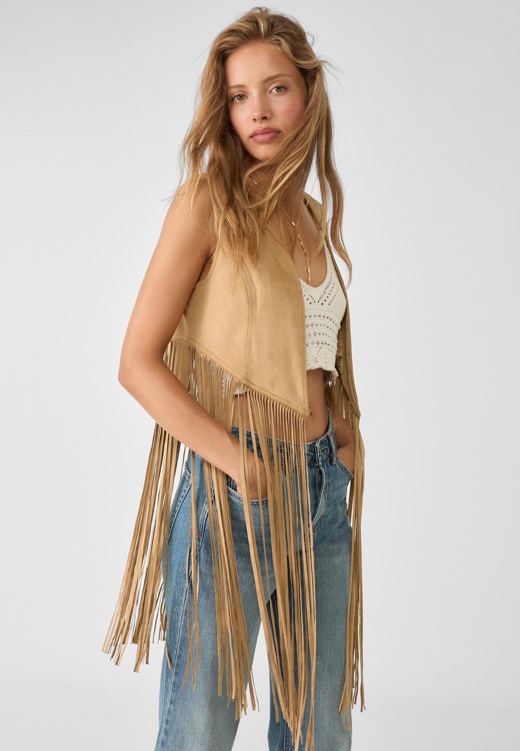 Open waistcoat with fringing