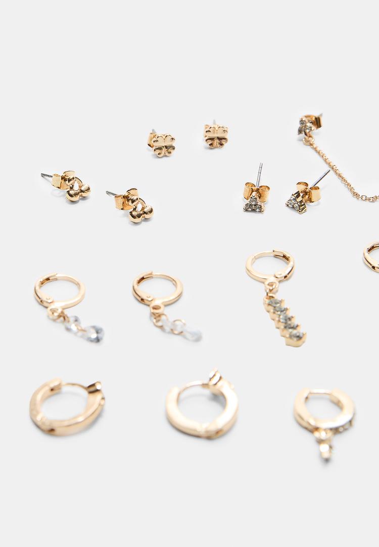 set 9 orecchini ciliegia e brillantini