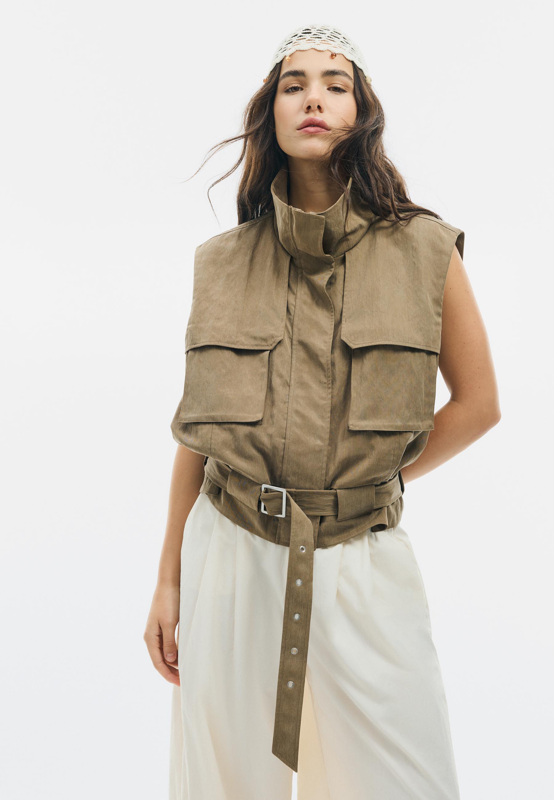Flowing utility waistcoat — Tan