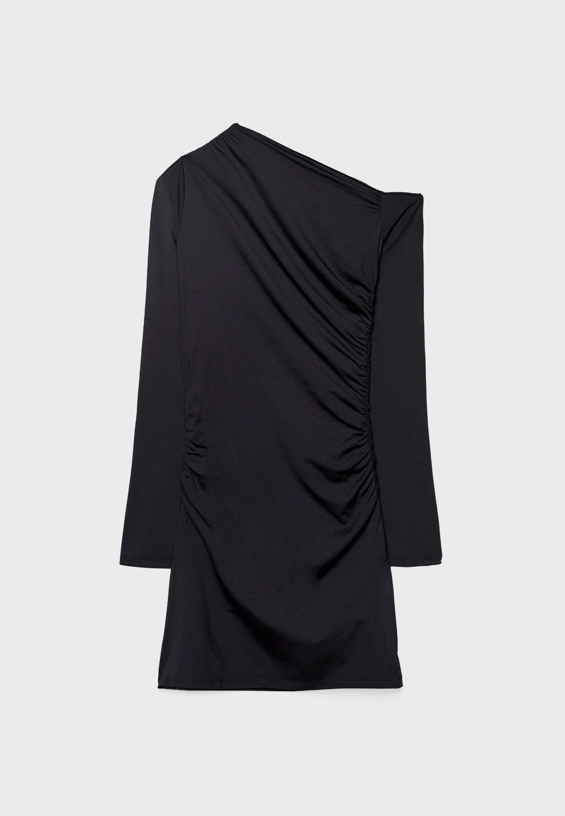 Short asymmetric dress — Black