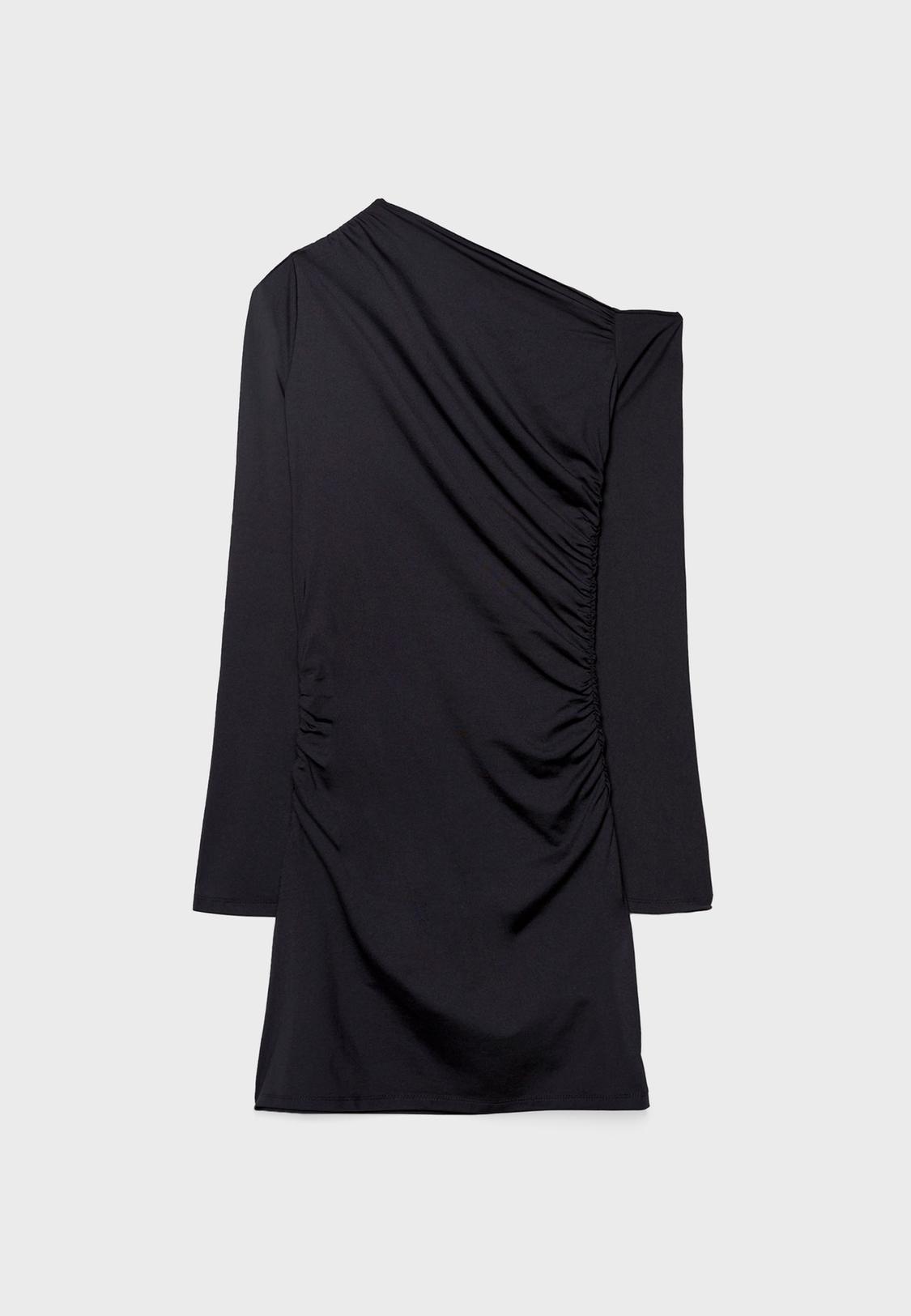 Stradivarius Short Asymmetric Dress Black L Stradivarius Short Asymmetric Dress Black L