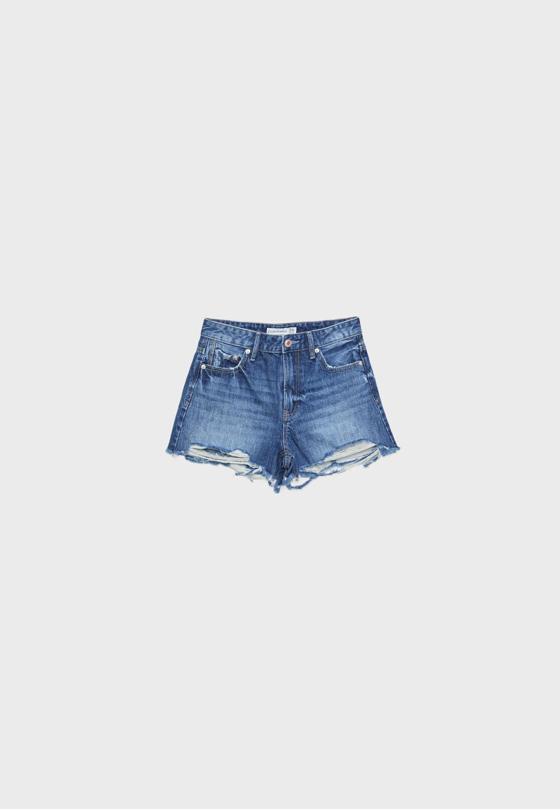 D75 distressed denim şort - Görsel 6