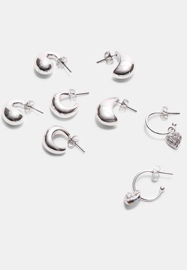 Set of 9 heart and hoop earrings — Grey 3