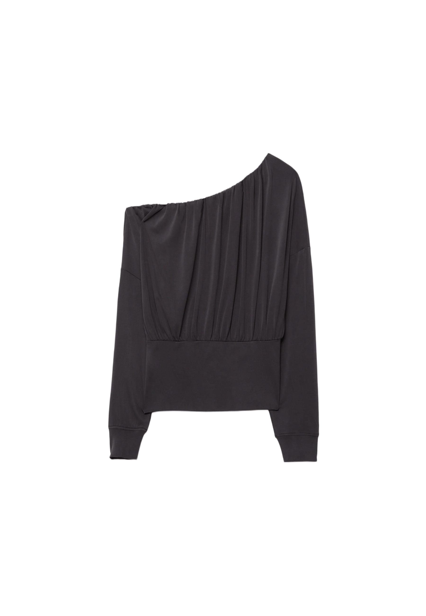 Soft-touch asymmetric T-shirt — Dark grey