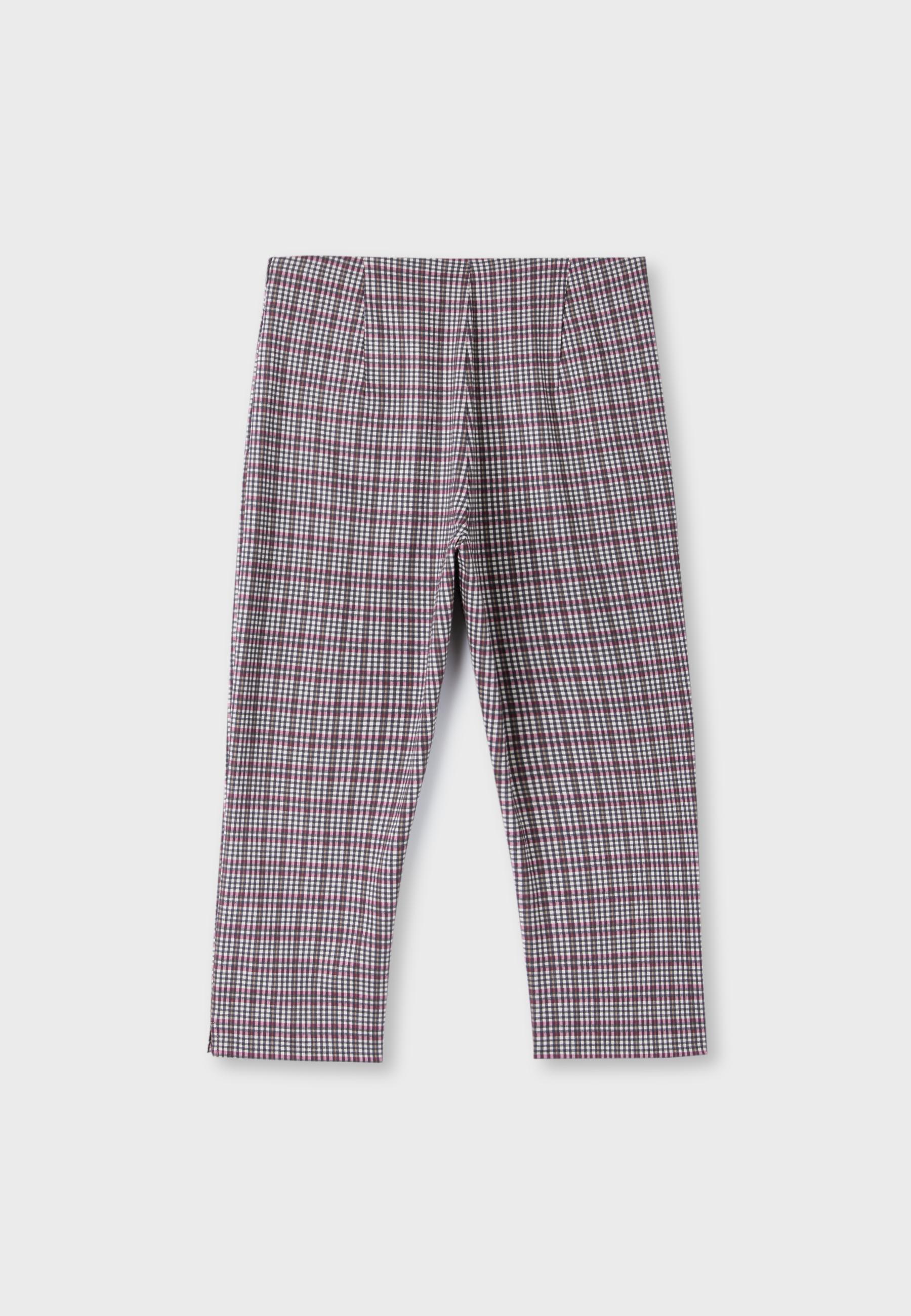 Check print capris — Ecru