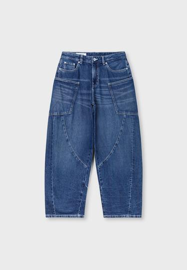 Low-rise barrel jeans with pockets — MEDIUM BLUE DENIM 8