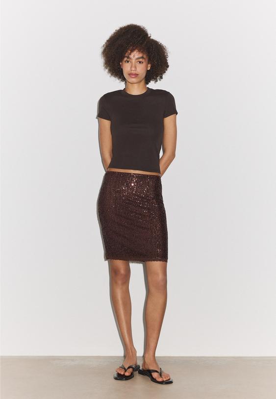 falda midi lentejuelas