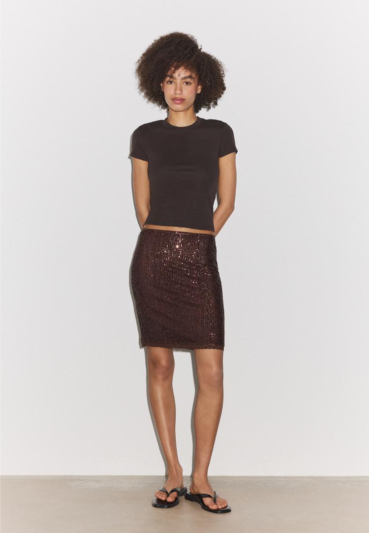 falda midi lentejuelas