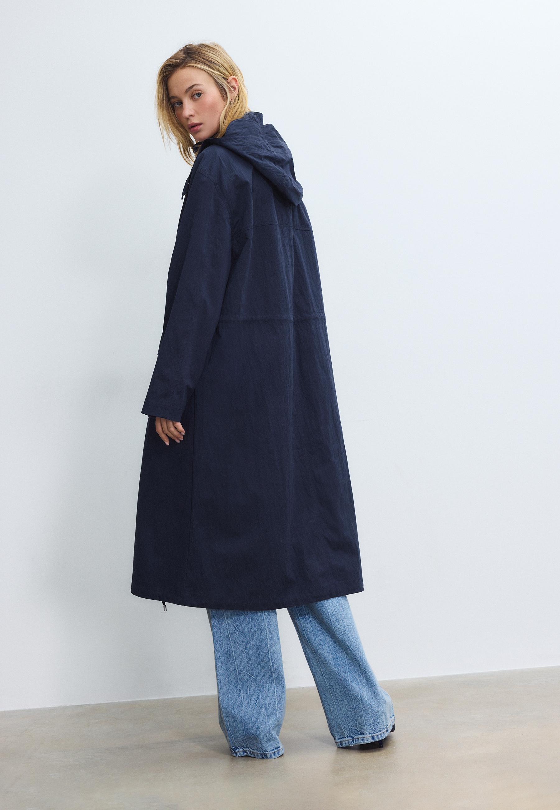 Long flowing parka — Navy blue
