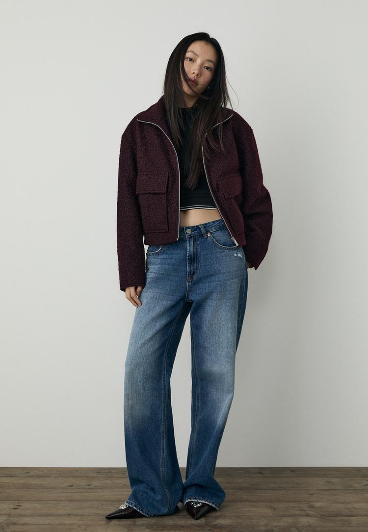 cazadora bolsillos boucle