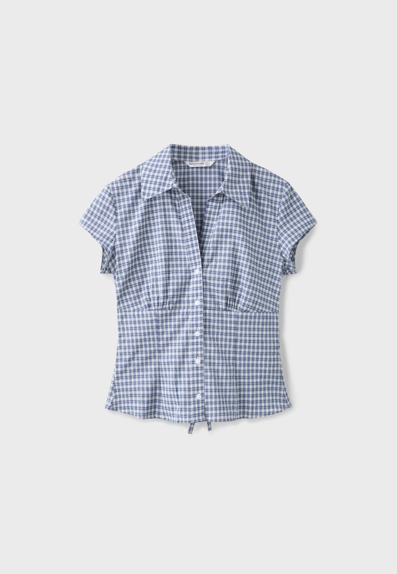 Short sleeve empire line shirt — Navy blue