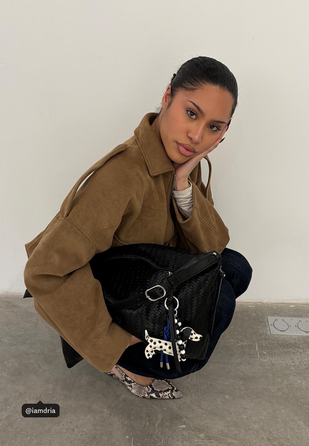 Faux suede bomber jacket — Stone