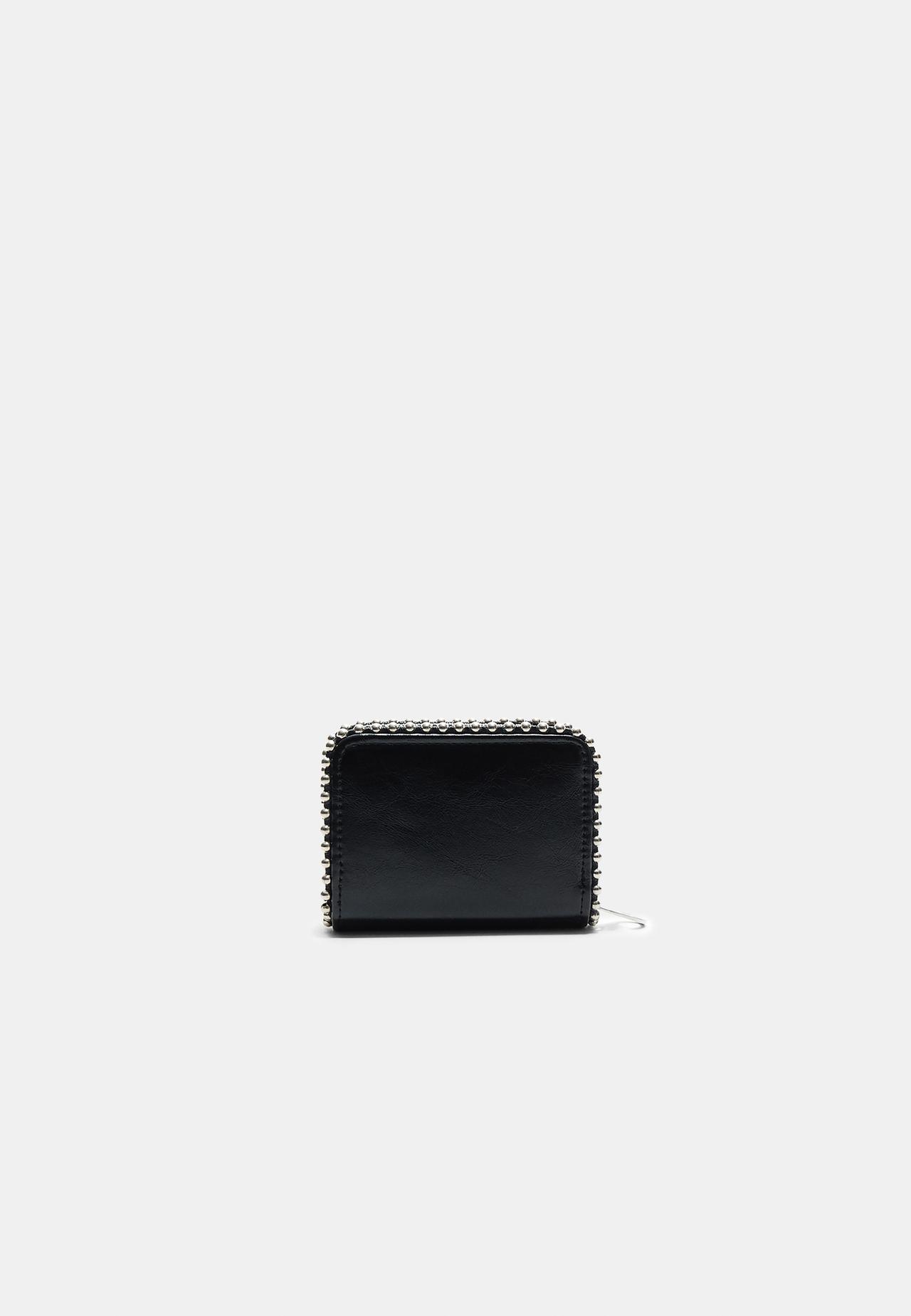 Compact beaded card holder purse — Black
