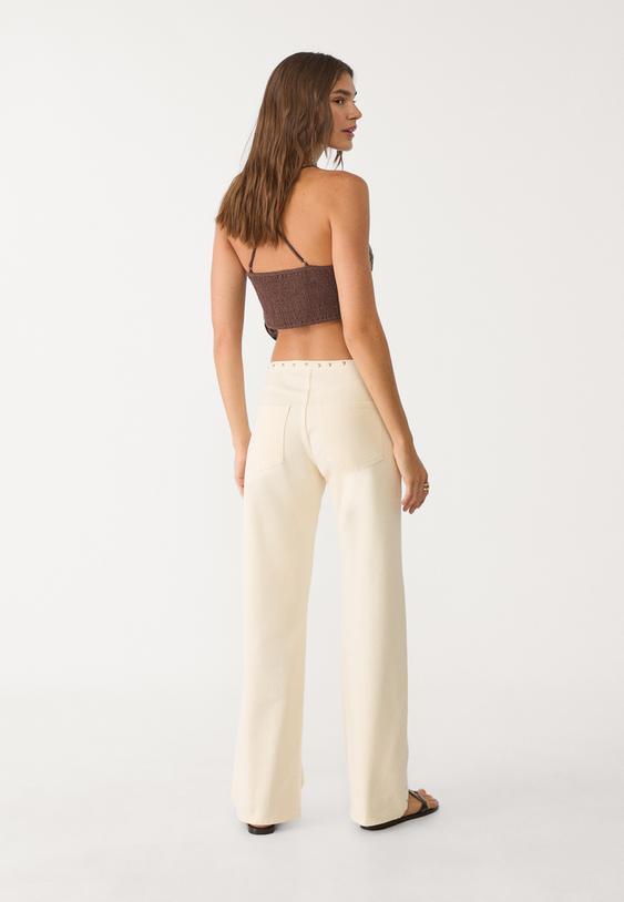 straight jeans met studs in de taille