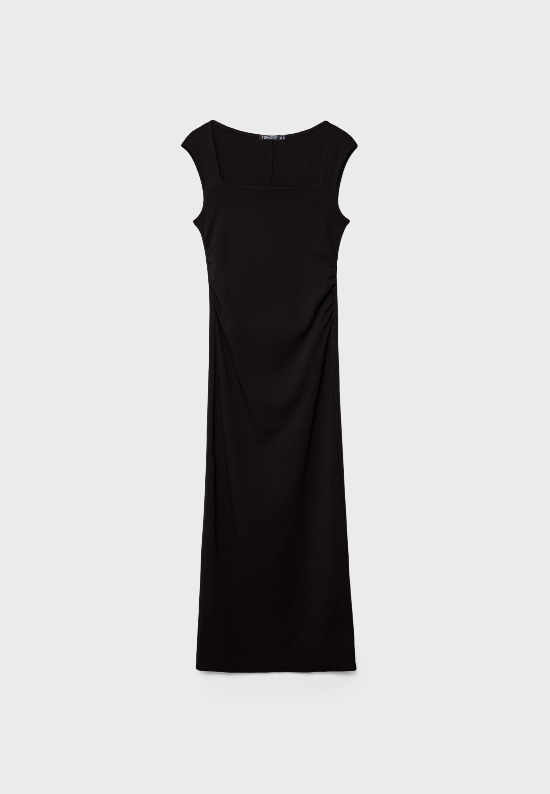 Midi dress with square neckline - Women's fashion Midi dress with square neckline - Women's fashion