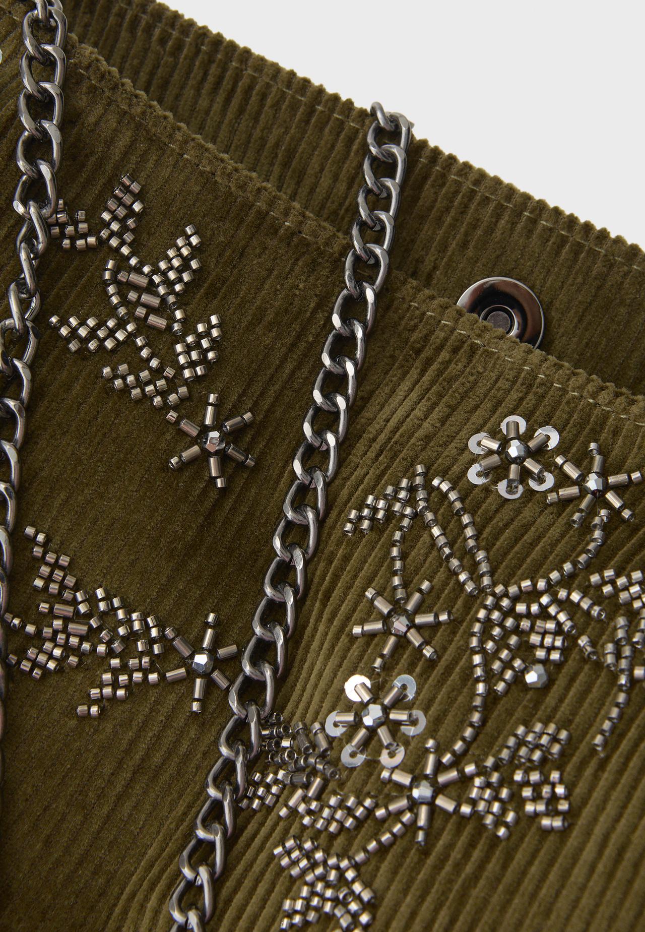 Embroidered clutch bag — Khaki
