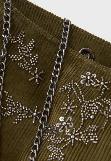 Embroidered clutch bag — Khaki 5