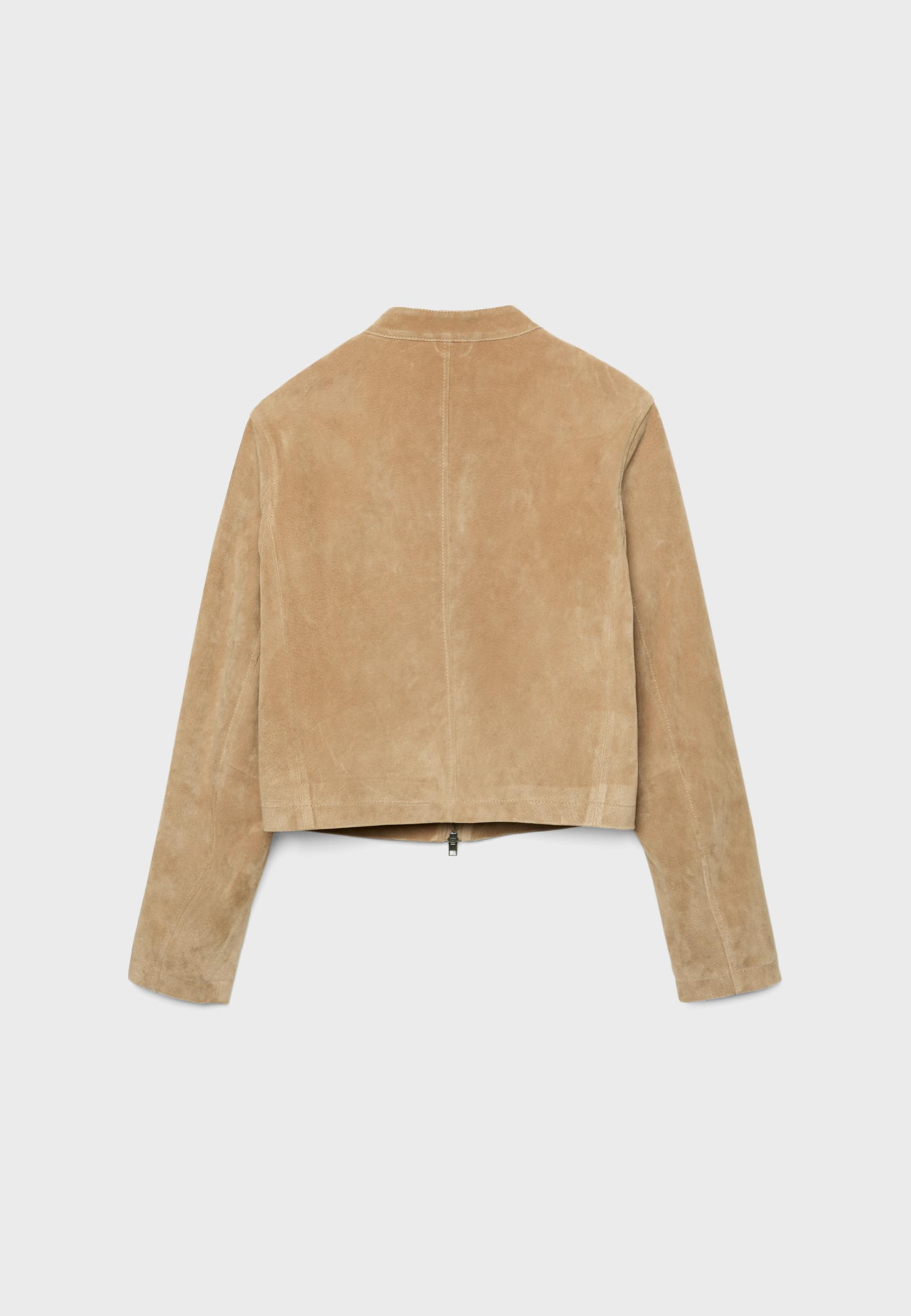 100% leather biker jacket — Stone