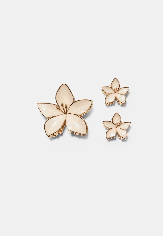 set of 3 flower clips