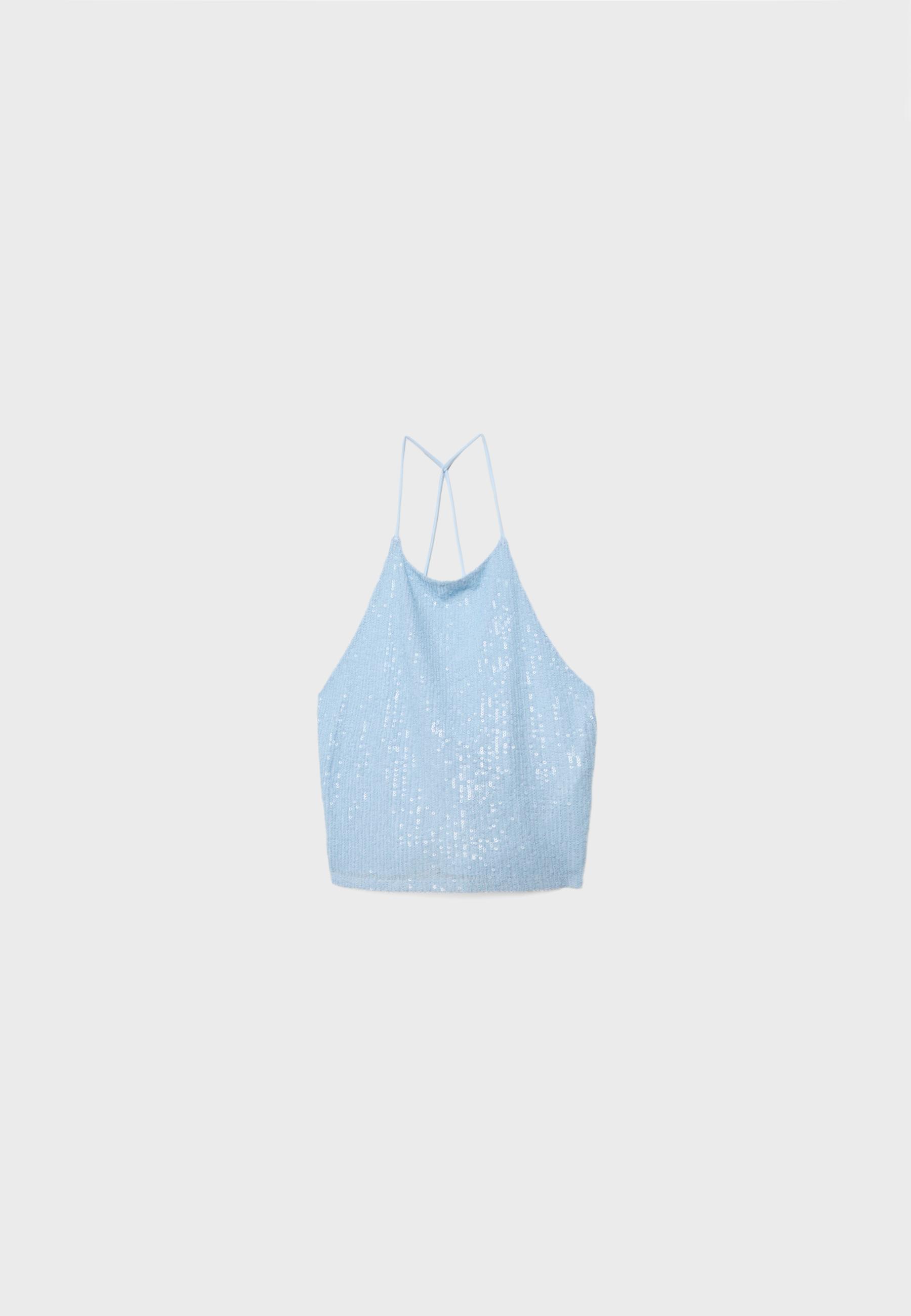 Sequin crop top — Sky blue