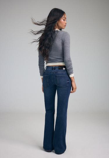 Boot-cut jeans with tie detail — BLACK DENIM WASHED EFFECT 5