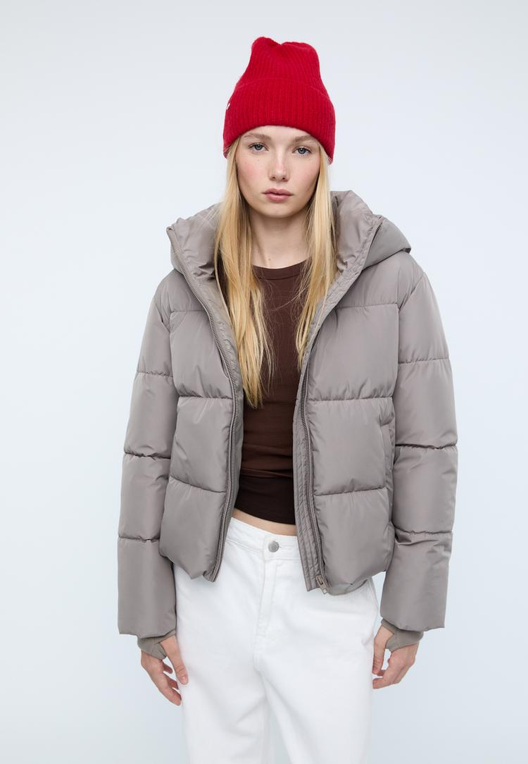 gewatteerde basisjas met capuchon