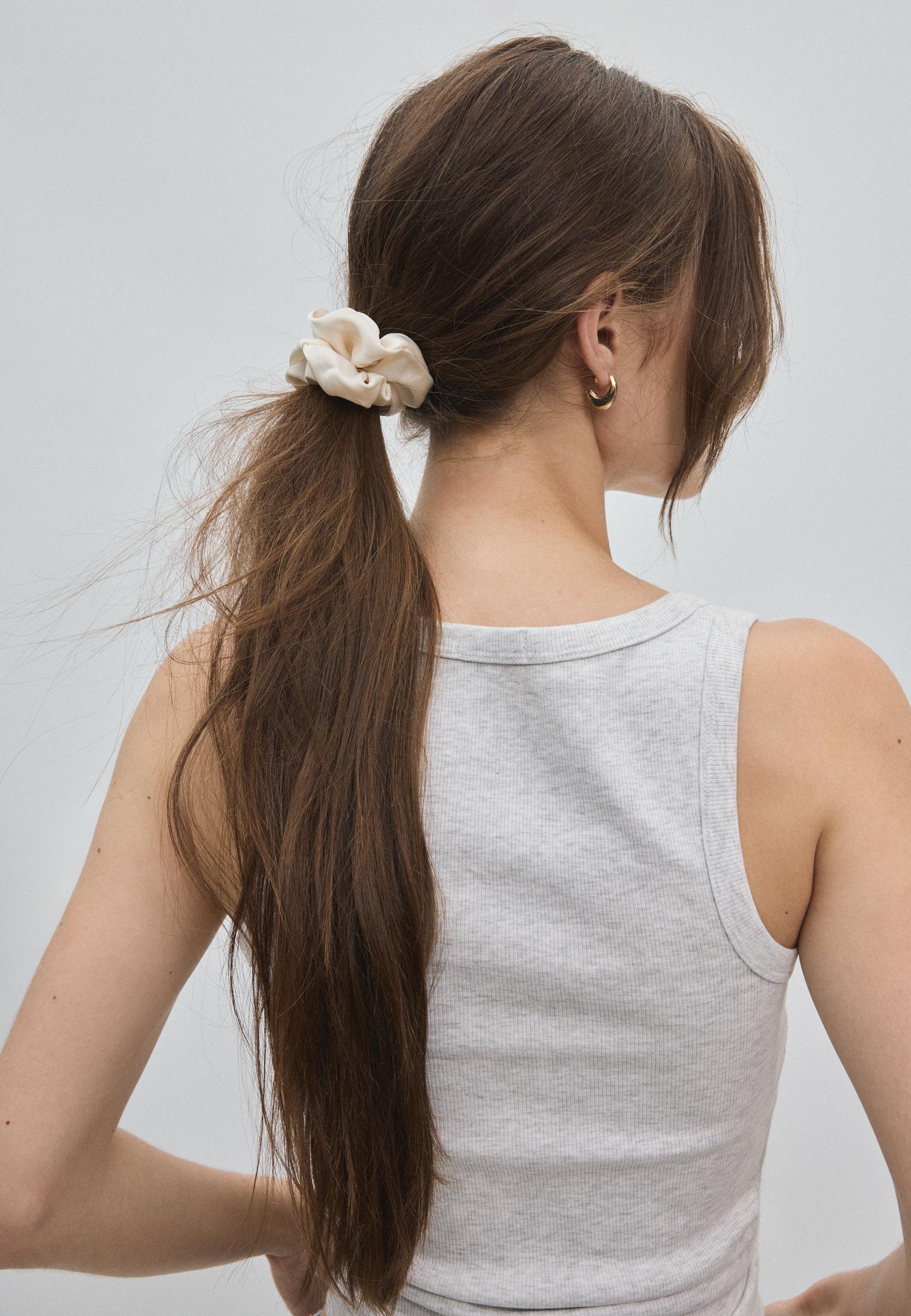 Set of 3 satin scrunchies — Khaki