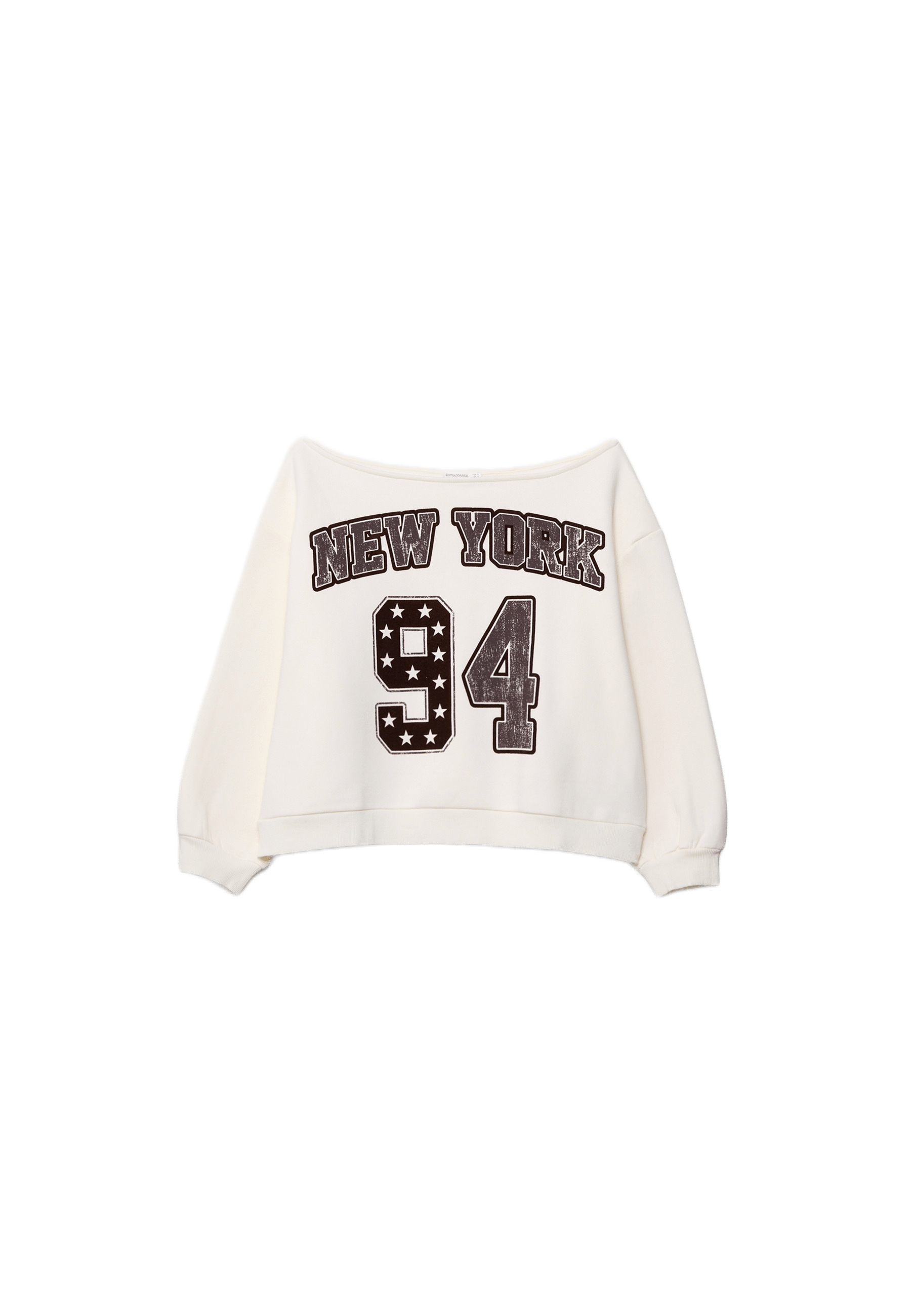 Printed boat neck sweatshirt — Ecru